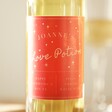 Close Up of Label on Personalised Love Potion Valentine's Day Wine