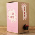 Pink Personalised Year Box of Pornstar Martini on wooden table