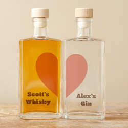 Personalised Pair of 20cl Heart Couples' Spirits