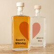 Personalised Pair of 20cl Heart Couples' Spirits with Whisky at the Front