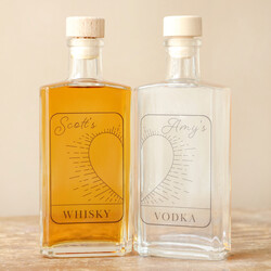Personalised Pair of 20cl Heart Outline Couples' Spirits