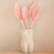 Bunch of Four Dried Palm Spears in Pink in Ceramic Vase