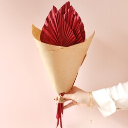 Bunch of Five Dried Palm Spears in Red
