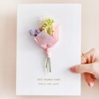 Model Holding Personalised Vinyl Dried Flower Mother's Day Card with Debossed Wording