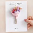 Model Holding Personalised Vinyl Dried Flower Mother's Day Card with Black Font