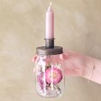 Model Holding Dried Flowers Candle Jar with Candlestick