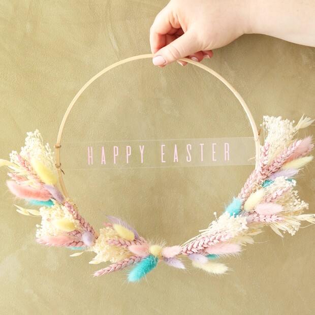 Easter Dried Flower Bamboo Hoop Wreath
