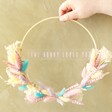 model holding some bunny loves you Easter Dried Flower Bamboo Hoop Wreath