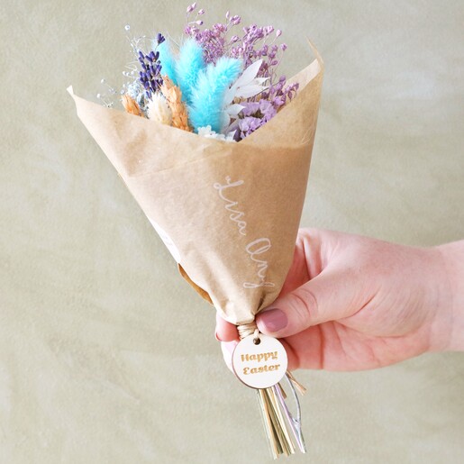 Easter Token Dried Flower Posy Held by Model