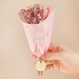 Model Holding Pink Mother's Day Token Dried Flower Posy