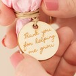 Close Up of Engraved 'Thank You' Token from Mother's Day Token Dried Flower Posy