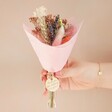 Model Holding Colourful Mother's Day Token Dried Flower Posy