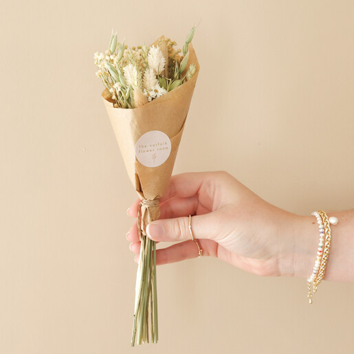 Model Holding Natural Dried Flower Posy Bouquet Gift