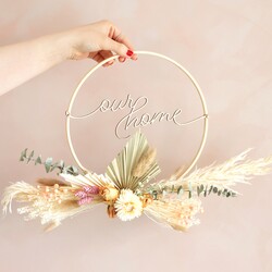 Wooden Home Quote Dried Flower Wreath