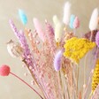close up of Pastel Easter Dried Flower Bouquet  in vase
