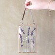 Model Holding Personalised Brass Hanging Frame with Pressed Lavender