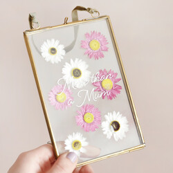 Personalised Brass Hanging Frame with Pressed Daisies
