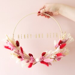 Personalised Valentine's Dried Flower Bamboo Hoop Wreath