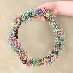 Rainbow Gypsophila Spring Dried Flower Wreath