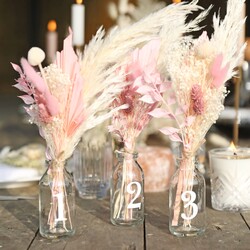 Set of 3 Blush Pink Dried Flower Table Decorations