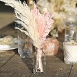 Set of 3 Blush Pink Dried Flower Table Decorations on Wooden Table