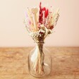Valentine's Dried Flower Posy with Engraved Stick in Vase