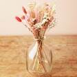 Valentine's Dried Flower Posy with Engraved Stick in Glass Vase