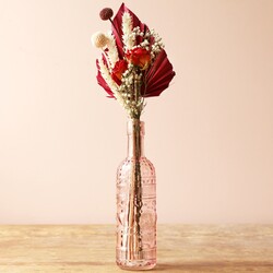 Valentine's Red Dried Palm Spear Posy with Vase