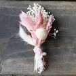 Close-up of Blush Pink Dried Flower Buttonhole