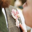 Blush Pink Dried Flower Buttonhole on Lapel