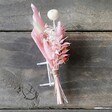 Blush Pink Dried Flower Cake Topper on Wood Surface