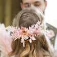 Blush Pink Dried Flower Hair Comb on Model