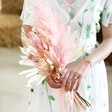 Model Holding Blush Pink Dried Flower Wedding Bouquet