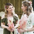 Bridesmaid and Bride with Blush Pink Dried Flower Wedding Posy