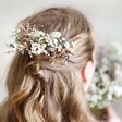 Model Wearing Lavender & Gypsophila Dried Flower Hair Comb
