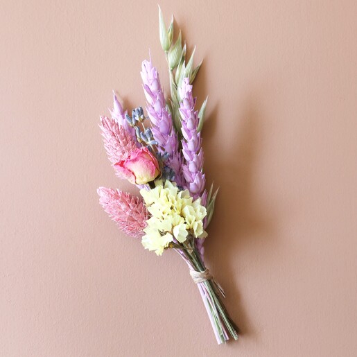 Pastel Dried Flower Buttonhole on Neutral Background