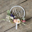 Personalised Dried Flower Acrylic Wedding Cake Topper in Summer Meadow