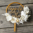 Personalised Dried Flower Acrylic Wedding Cake Topper in Vintage White