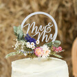 Personalised Dried Flower Acrylic Wedding Cake Topper with Mr and Mr