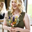 Model Carrying Summer Meadow Dried Flower Bridesmaid Bouquet