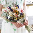 Model Holding Summer Meadow Dried Flower Wedding Bouquet