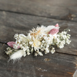 Vintage Pink Dried Flower Hair Comb