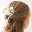 Vintage Pink Dried Flower Hair Comb in Model's Up Do