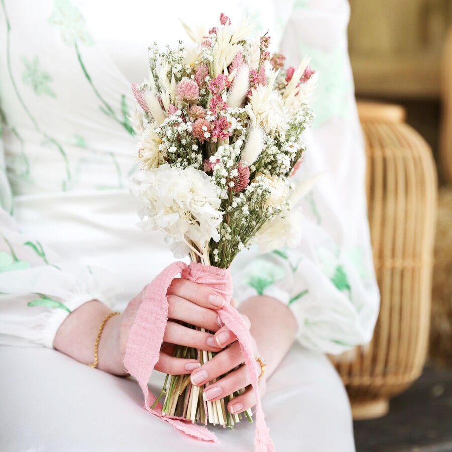 Vintage Pink Dried Flower Wedding Bouquet