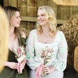 Bride and Bridesmaid with Vintage Pink Dried Flower Wedding Posy