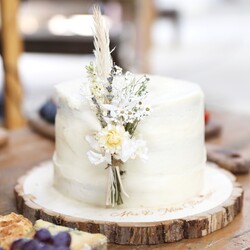 Vintage White Dried Flower Cake Topper