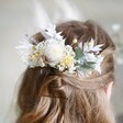 Model Wearing Vintage White Dried Flower Hair Comb
