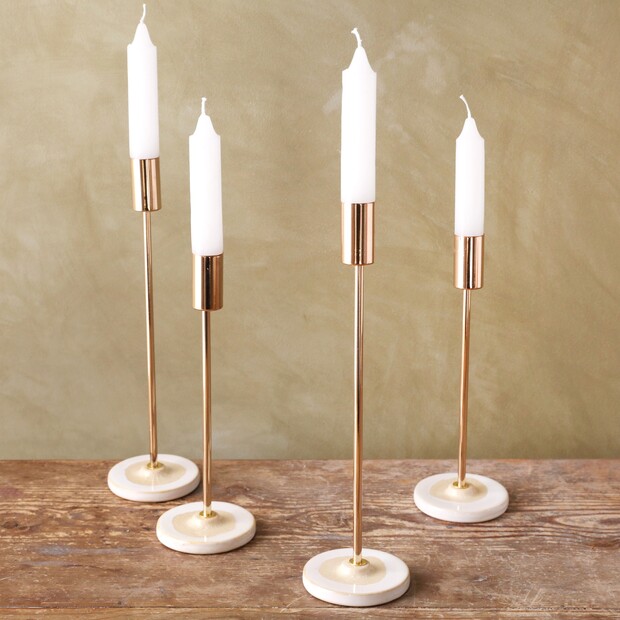 Large Gold Candlestick Holder with Glazed Base | Lisa Angel