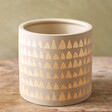 Empty Gold Triangle Print Planter on Wooden Table