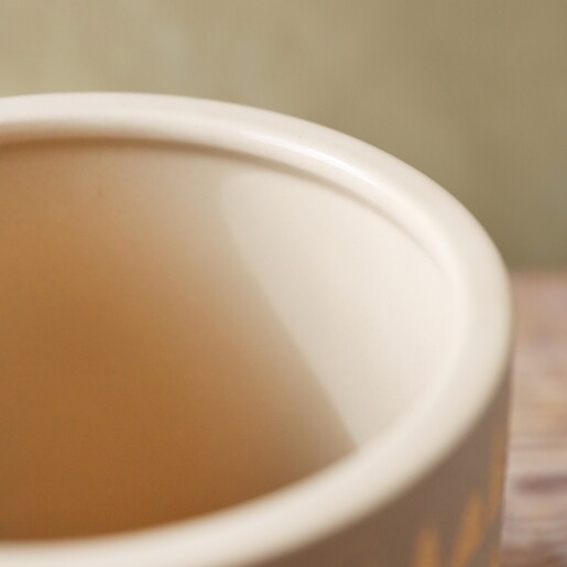 Close Up of Top of Gold Triangle Print Planter